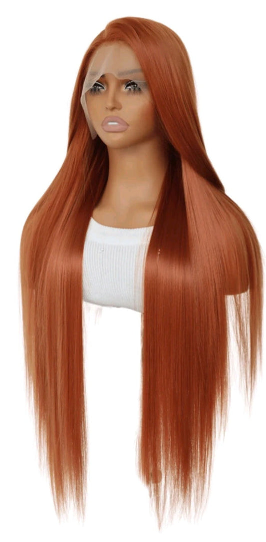Dark Organge Long Lace Front Wig