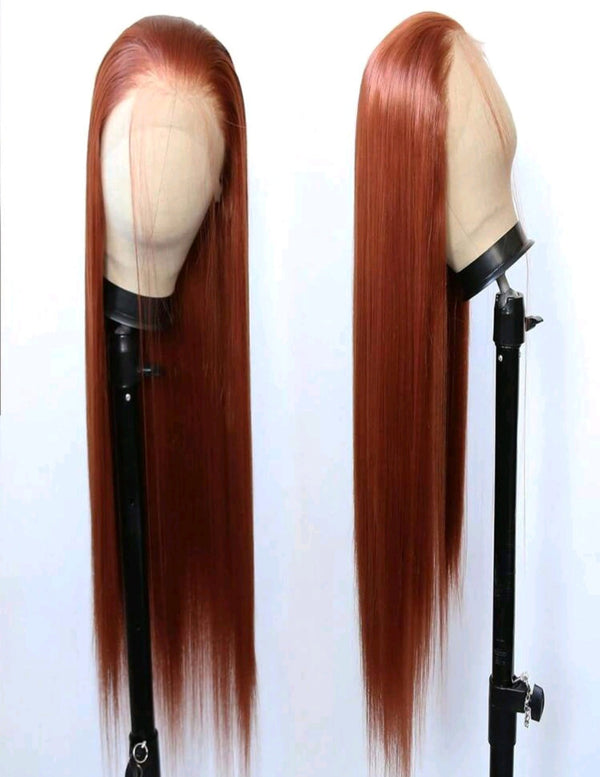 Dark Organge Long Lace Front Wig