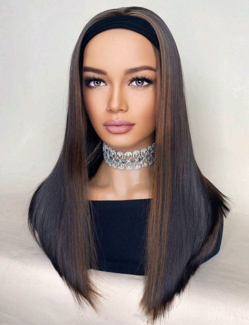 Long bob straight headband human blend